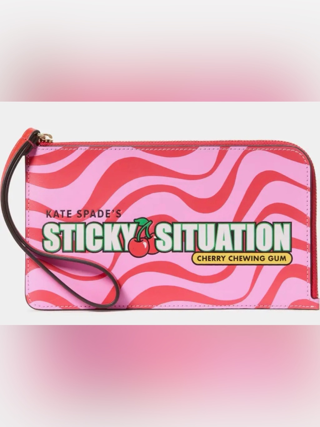 Kate Spade Bubble Gum Medium L-Zip Wristlet